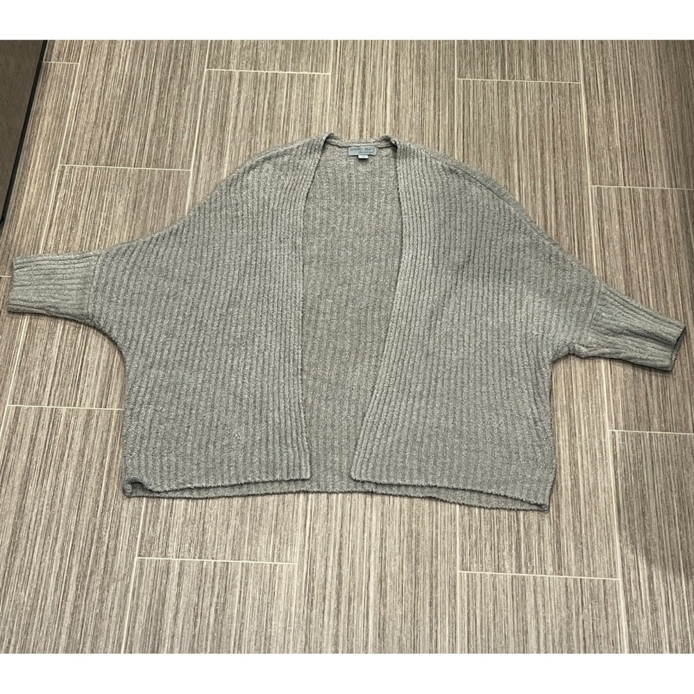 Barefoot Dreams CozyChic Lite Ribbed Cardigan Shrug Gray L/XL Open Front